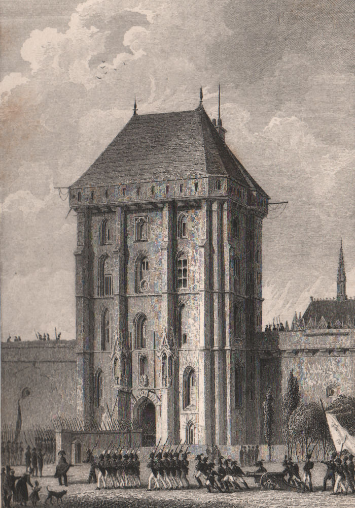 Porte d'entrée, Chateau de Vincennes. Val-de-Marne. BICKNELL 1845 old print